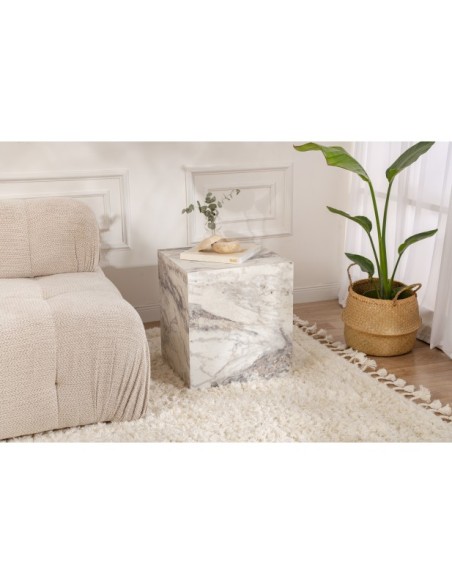 Mesa Auxiliar KOLONNE, MDF Acabado Mármol