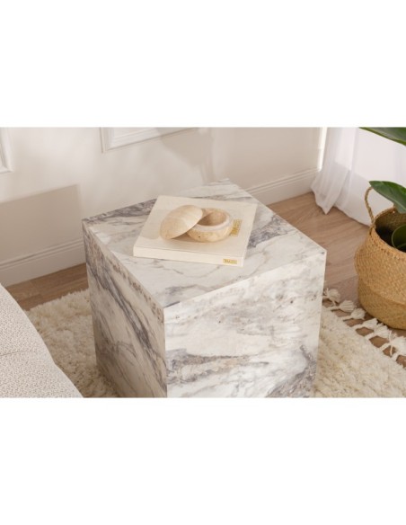 Mesa Auxiliar KOLONNE, MDF Acabado Mármol