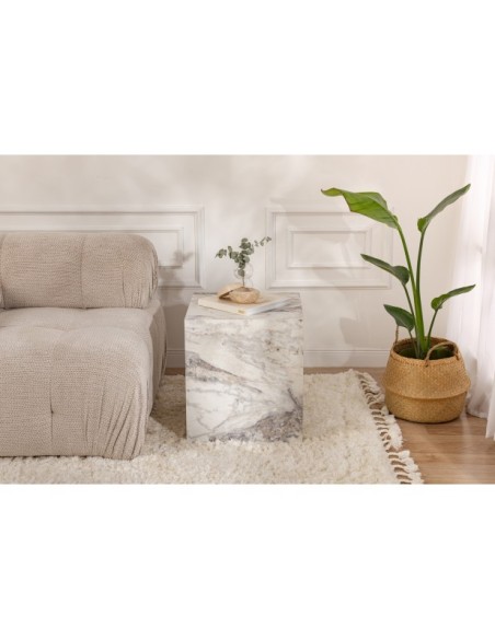 Mesa Auxiliar KOLONNE, MDF Acabado Mármol