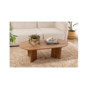 Mesa de Centro Ovalada CELLO, MDF Acabado Madera Laúd