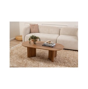 Mesa de Centro Ovalada CELLO, MDF Acabado Madera Laúd 2