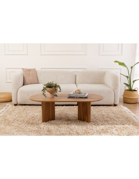 Mesa de Centro Ovalada CELLO, MDF Acabado Madera Laúd