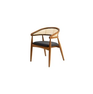 Silla con Brazos RHEA, Madera Natural / Textil Negro 2