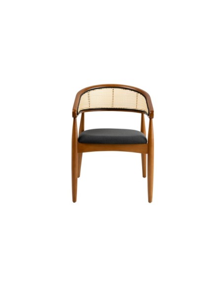 Silla con Brazos RHEA, Madera Natural / Textil Negro