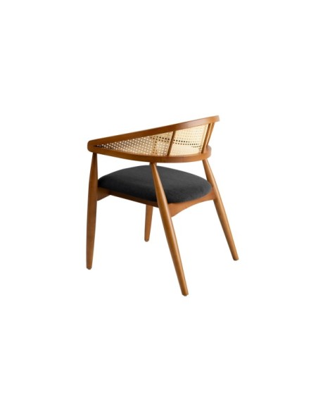 Silla con Brazos RHEA, Madera Natural / Textil Negro