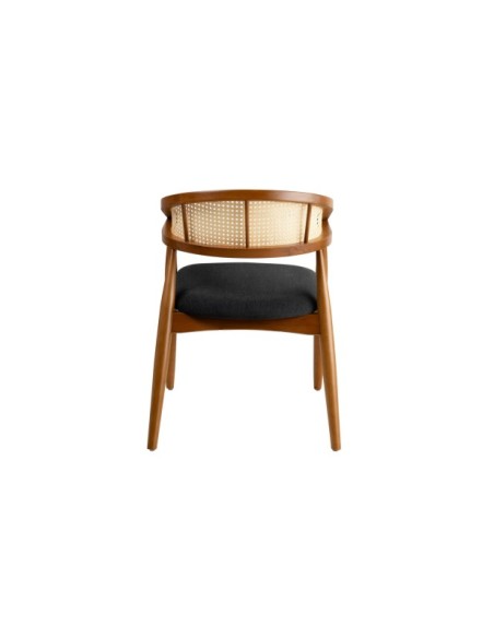 Silla con Brazos RHEA, Madera Natural / Textil Negro