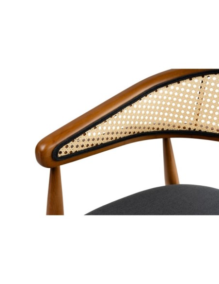 Silla con Brazos RHEA, Madera Natural / Textil Negro