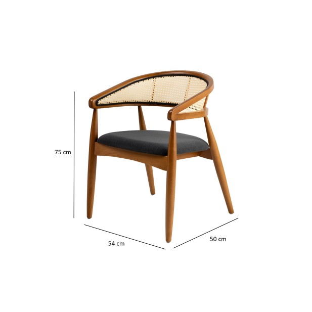 Silla con Brazos RHEA, Madera Natural...