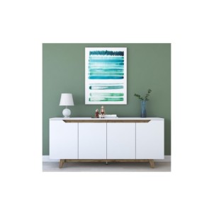 Aparador URANUS, MDF Acabado Blanco / Nogal