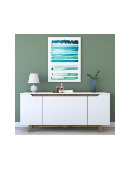 Aparador URANUS, MDF Acabado Blanco / Nogal