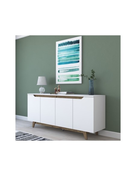 Aparador URANUS, MDF Acabado Blanco / Nogal