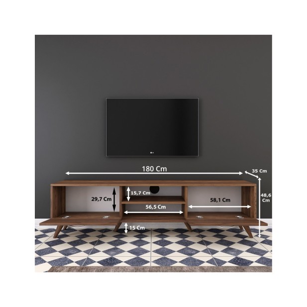 Mueble TV SYBIL, MDF Acabado Nogal