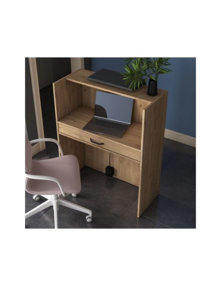 Mesa de Recepción JUNO, MDF Acabado Nogal / Antracita