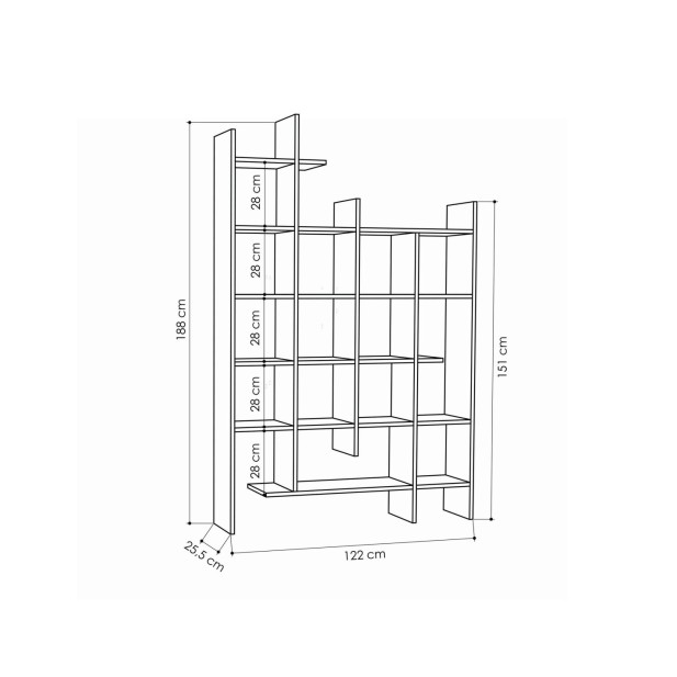Estantería GITTER 188x122 cm, MDF...