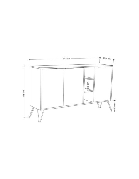 Aparador RITA, MDF Acabado Antracita / Marrón Claro