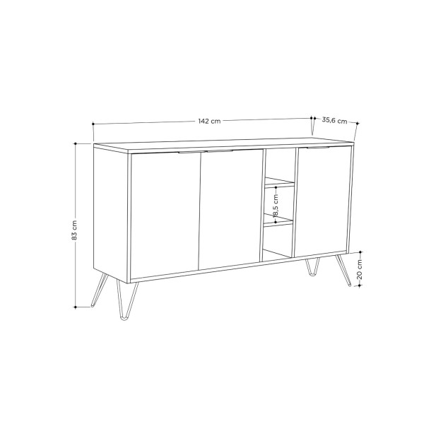 Aparador RITA, MDF Acabado Roble