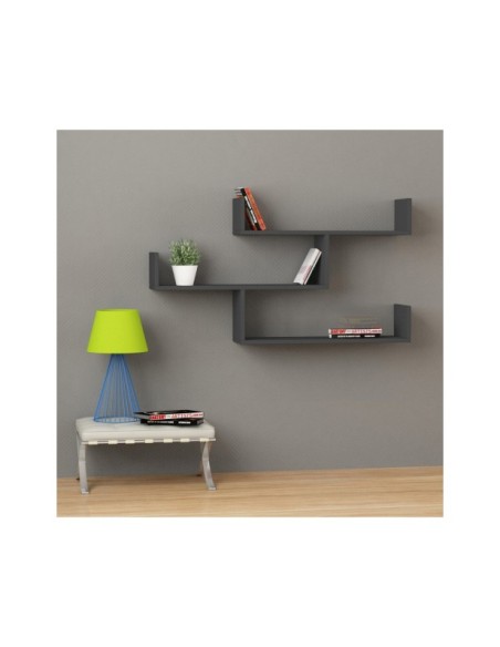 Estantería de Pared MONK 120x67 cm, MDF Acabado Antracita