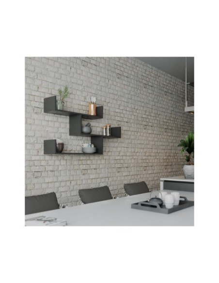 Estantería de Pared MONK 120x67 cm, MDF Acabado Antracita