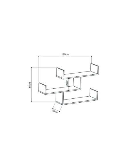 Estantería de Pared MONK 120x67 cm, MDF Acabado Antracita