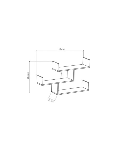 Estantería de Pared MONK 120x67 cm, MDF Acabado Blanco