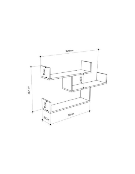 Estantería de Pared MONK 120x67 cm, MDF Acabado Blanco