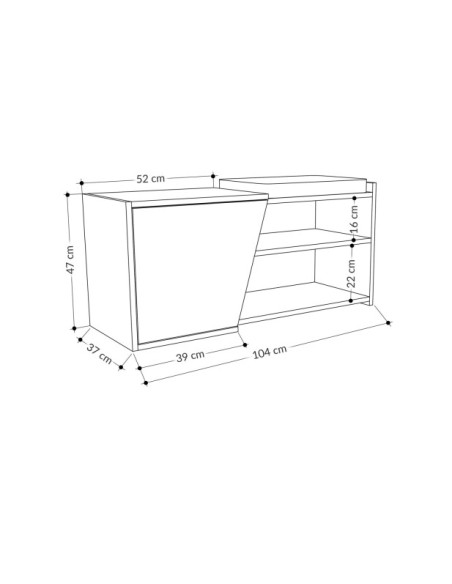 Estantería Aparador CLIO 104x37 cm, MDF Acabado Roble