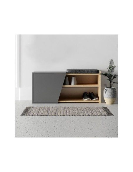 Estantería Aparador CLIO 104x37 cm, MDF Acabado Roble / Antracita