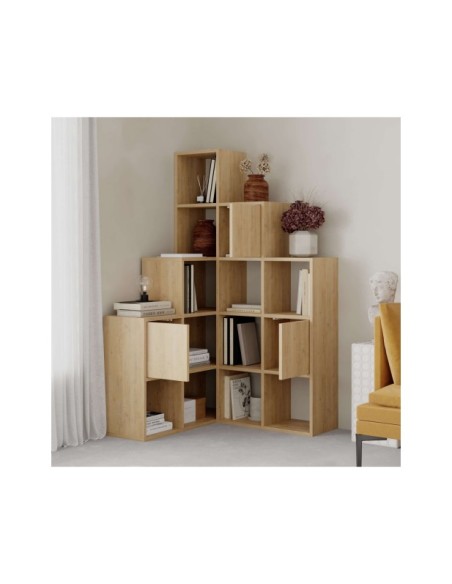 Estantería MOTIF 150x150 cm, MDF Acabado Zafiro / Roble