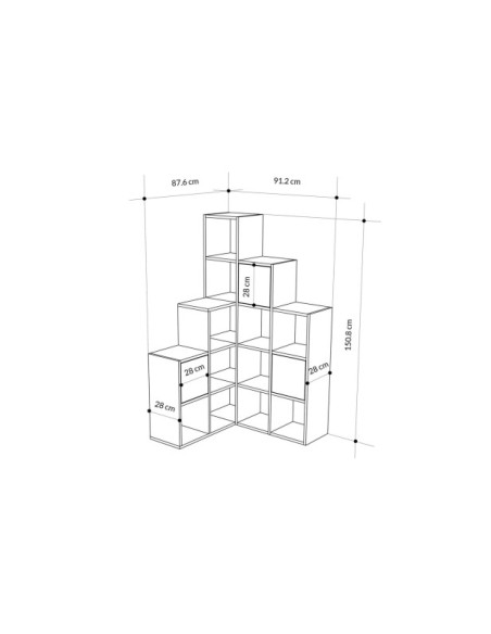 Estantería MOTIF 150x150 cm, MDF Acabado Zafiro / Roble