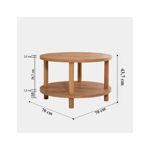 Mesa de Centro MØDE Ø70 cm, MDF...