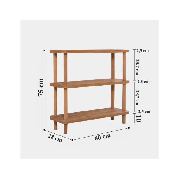 Estantería SENA 80x75 cm, MDF Acabado...