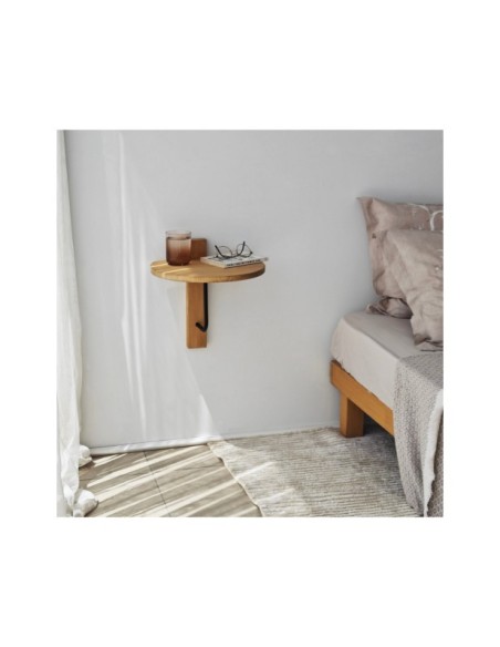 Estantería de Pared MIN, Madera Acabado Roble / Metal Negro