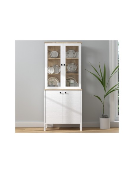 Vitrina Aparador con 2 Puertas VISE 194x83 cm, MDF Acabado Blanco