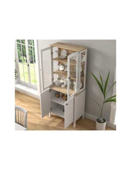 Vitrina Aparador con 2 Puertas VISE 194x83 cm, MDF Acabado Blanco