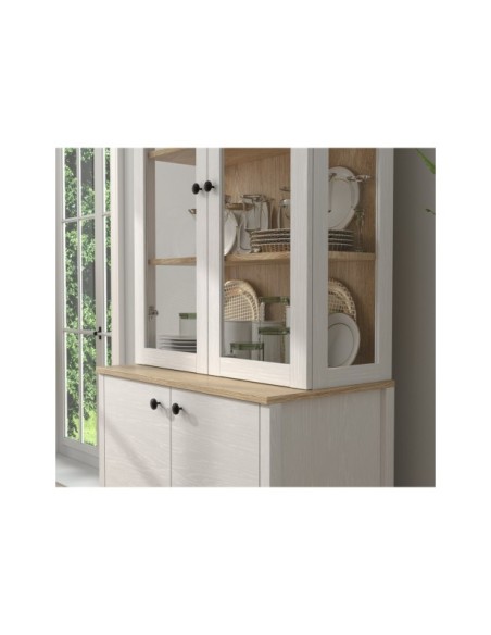 Vitrina Aparador con 2 Puertas VISE 194x83 cm, MDF Acabado Blanco