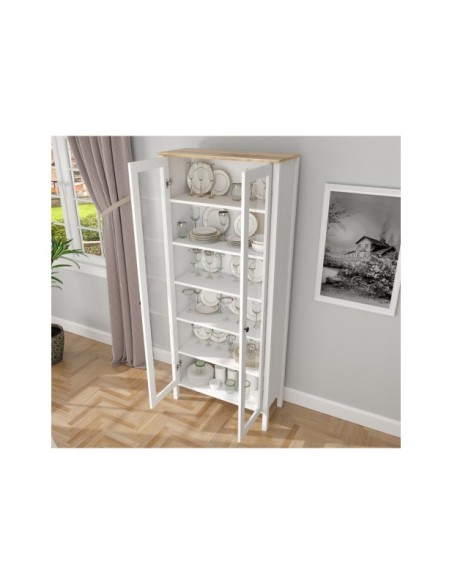 Vitrina VISE 194x83 cm, MDF Acabado Blanco