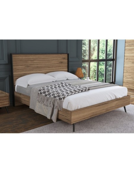 Cama Doble SOVE 169x205 cm, MDF Acabado Nogal