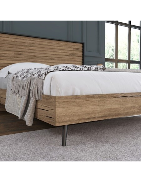 Cama Doble SOVE 169x205 cm, MDF Acabado Nogal