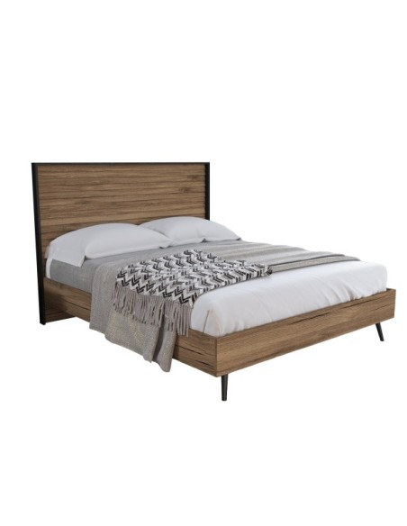 Cama Doble SOVE 169x205 cm, MDF Acabado Nogal