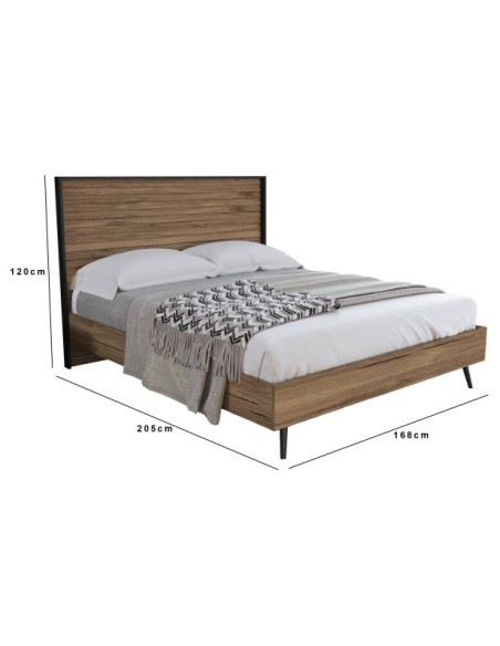 Cama Doble SOVE 169x205 cm, MDF Acabado Nogal