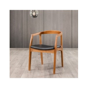 Silla con Brazos TYET, Madera Acabado Nogal / Piel...
