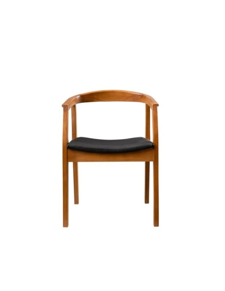 Silla con Brazos TYET, Madera Acabado Nogal / Piel Sintética Negro