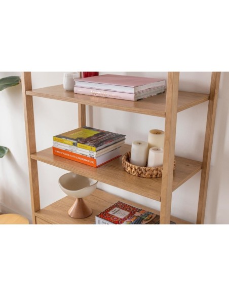 Estantería OZER 75x182 cm, Fresno Natural / MDF