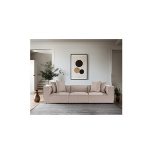 Sofá SKADI 3 Plazas 270x95 cm, Lino Arena / Madera de Haya