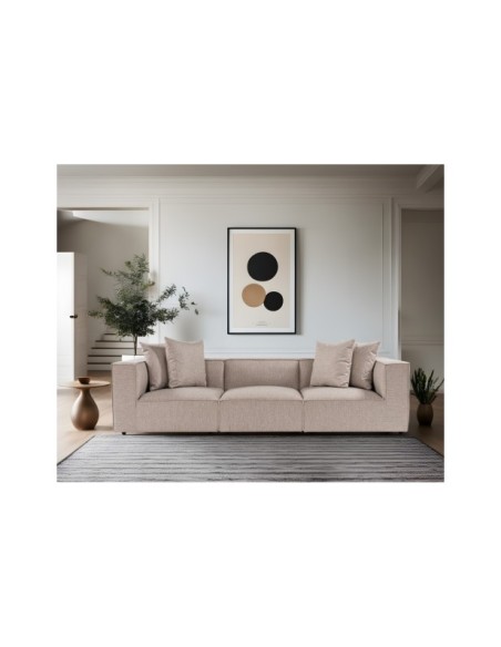 Sofá SKADI 3 Plazas 270x95 cm, Lino Arena / Madera de Haya