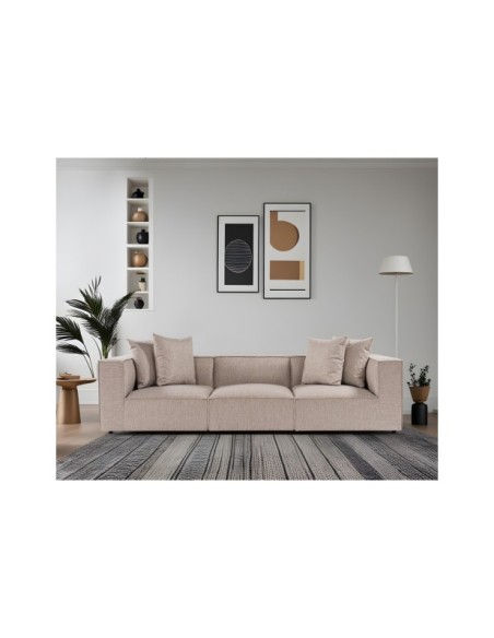 Sofá SKADI 3 Plazas 270x95 cm, Lino Arena / Madera de Haya