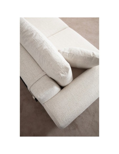 Sofá FREI ROBLE 3 Plazas 220x98 cm, Textil Blanco / Madera de Haya / Metal