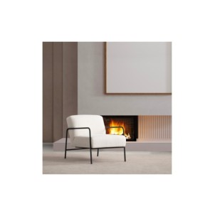 Butaca FREI 70x90 cm, Textil Blanco / Metal Negro