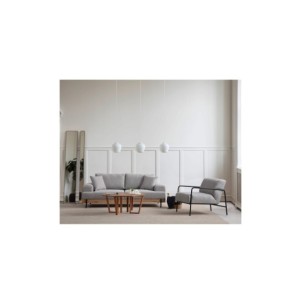 Sofá FREI NEGRO 3 Plazas 220x98 cm, Textil Gris / Madera...