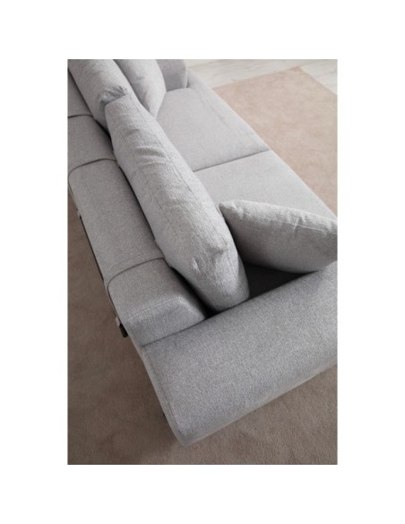 Sofá FREI NEGRO 3 Plazas 220x98 cm, Textil Gris / Madera de Haya / Metal